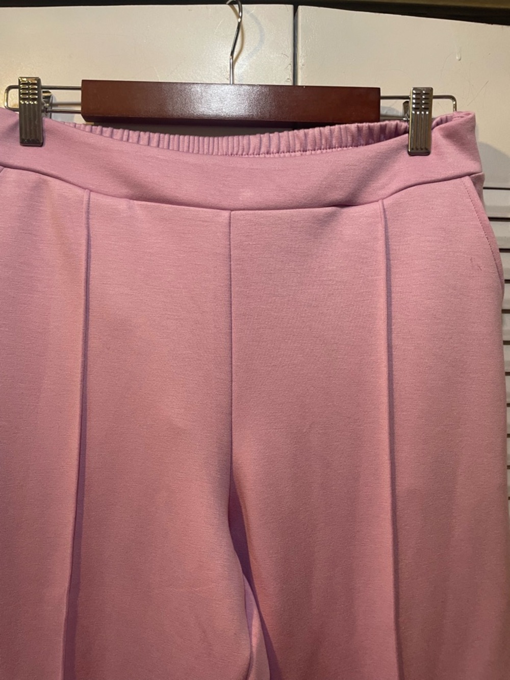 Scuba Knit pants Soft Pink High-Waist Pleated Pants